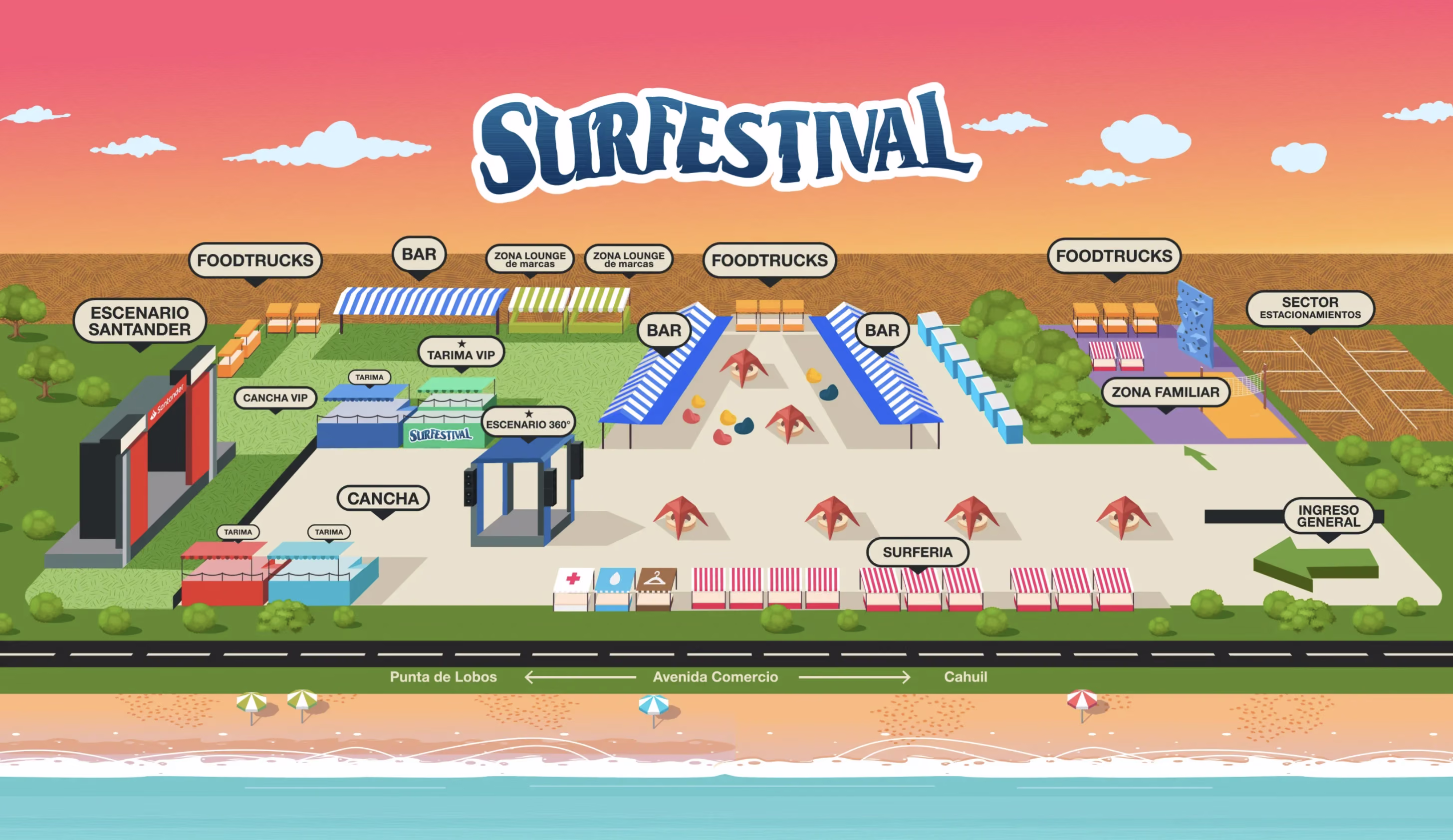 Mapa del venue Surfestival Pichilemu